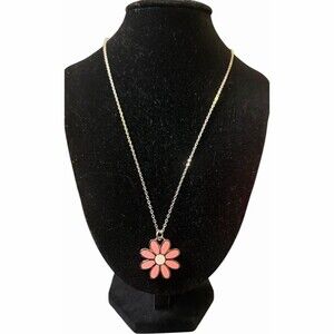 COACH Pink Enamel Daisy Flower Pendant Necklace NWOT